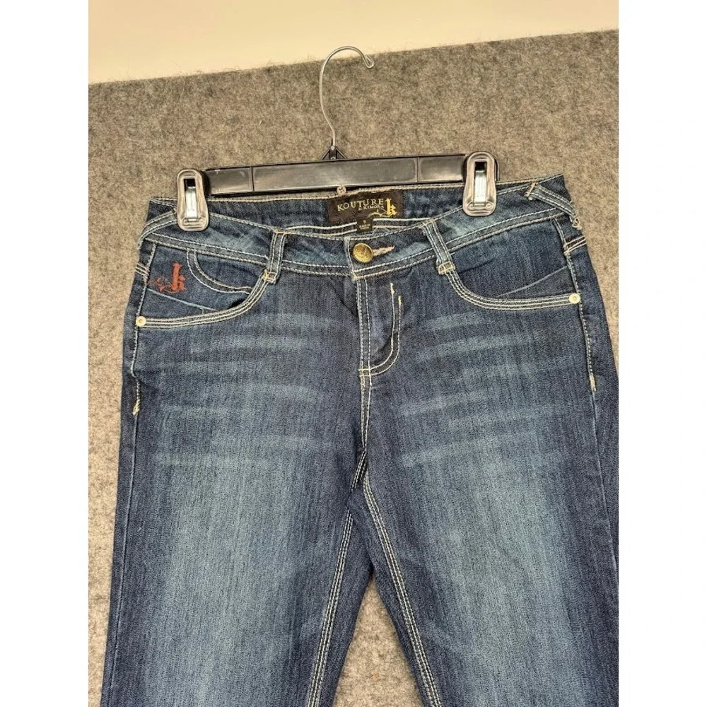 Kouture by Kimora Women Dark Wash Bootcut Jeans Y2K Low Rise Size S Embroidered‎